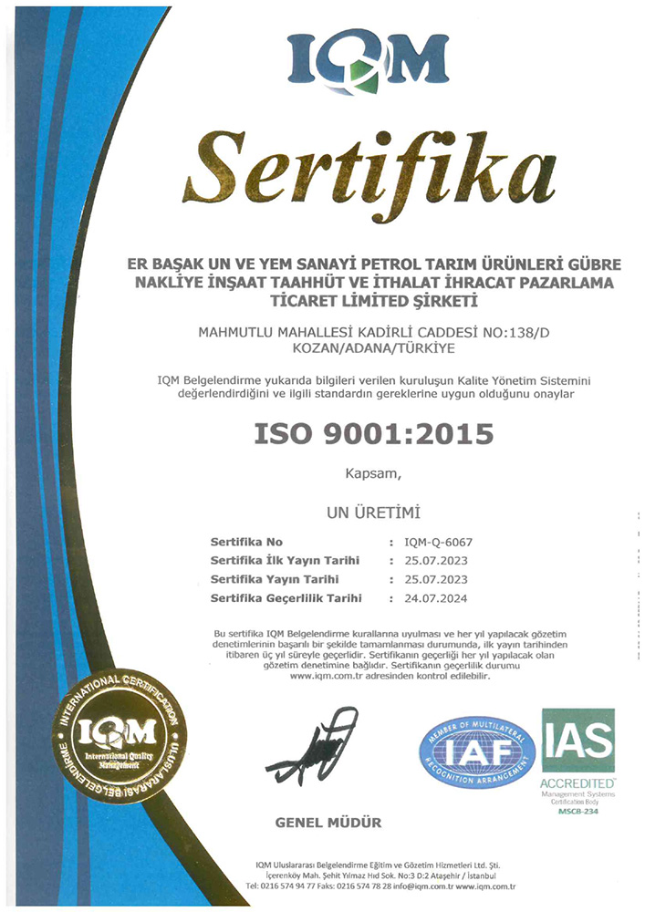 ISO 9001:2015 Sertifikası